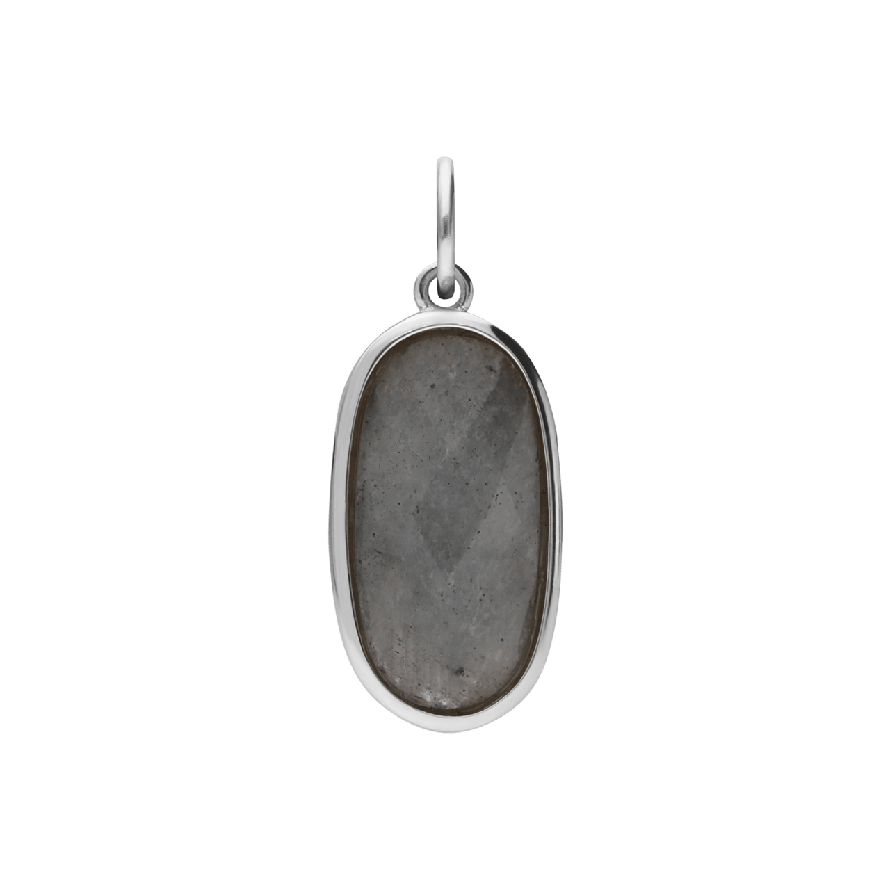 Charm aus Edelstahl, oval, mit Labradorit