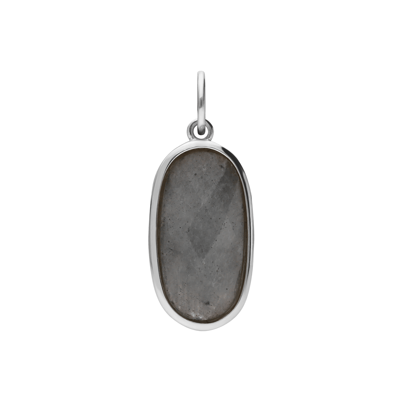 Stainless steel bedel ovaal met labradorite