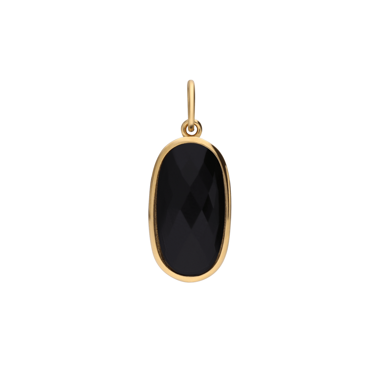 Stainless steel goldplated bedel ovaal met zwart agaat