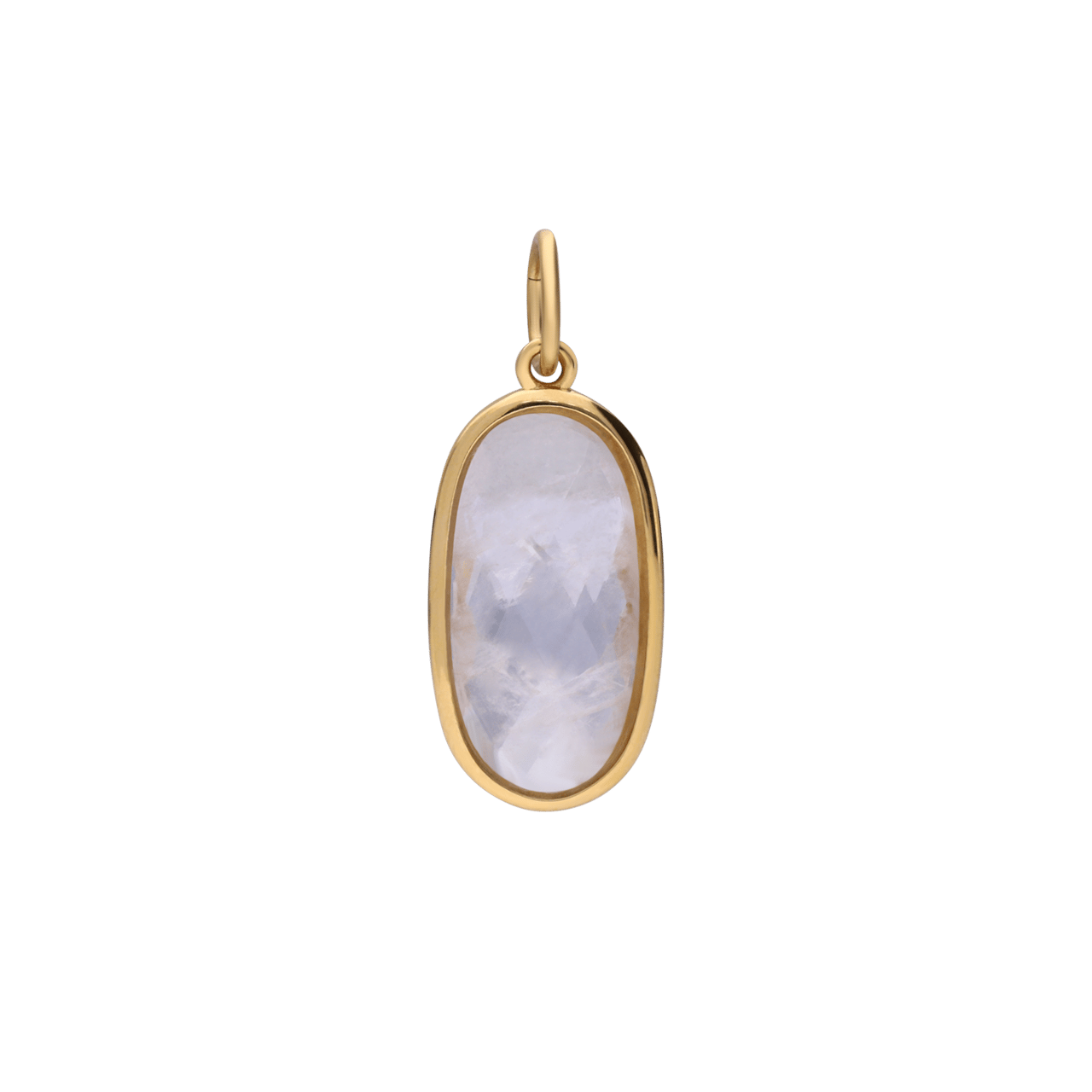 Charm aus Edelstahl, vergoldet, oval, mit Kristall