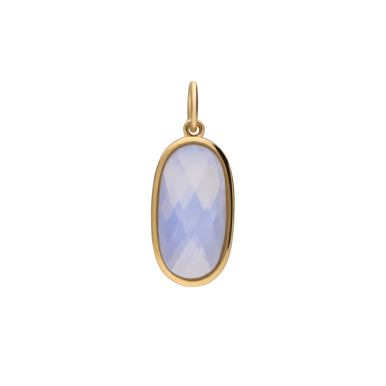 Charm aus Edelstahl, vergoldet, oval, mit Opal