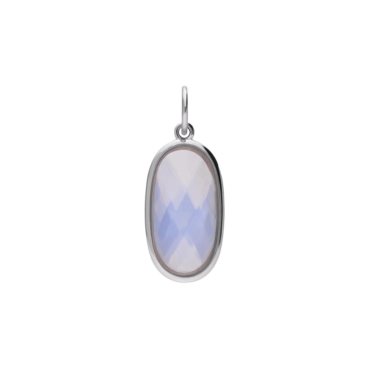 Charm aus Edelstahl, oval, mit Opal