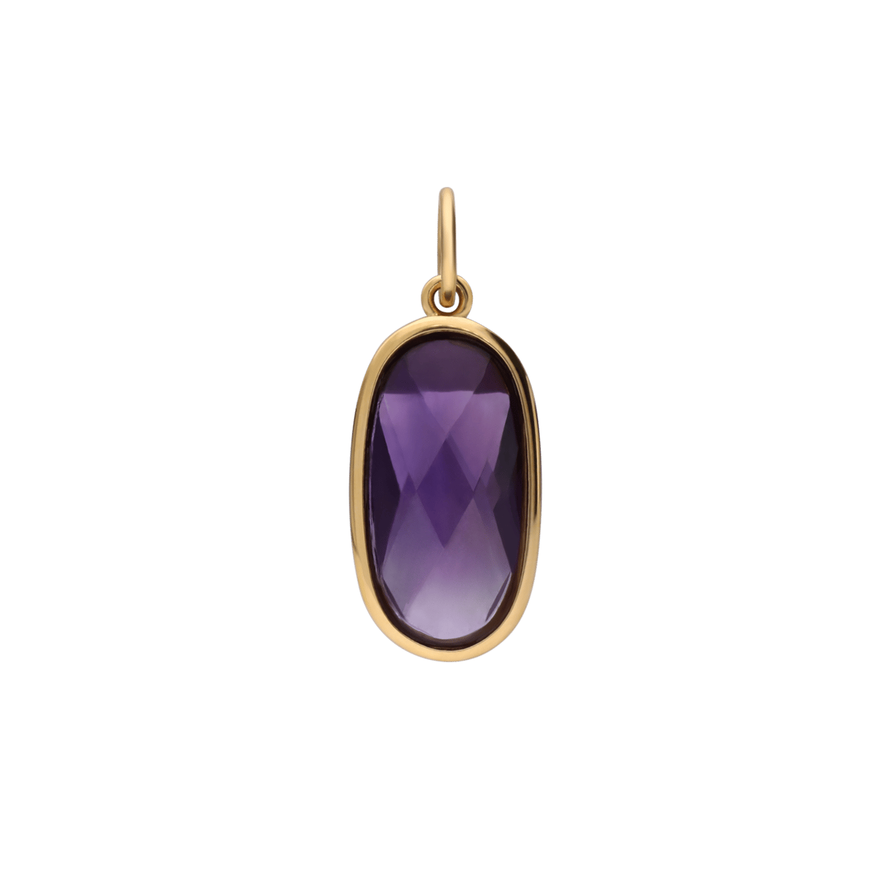 Charm aus Edelstahl, vergoldet, oval, mit Amethyst