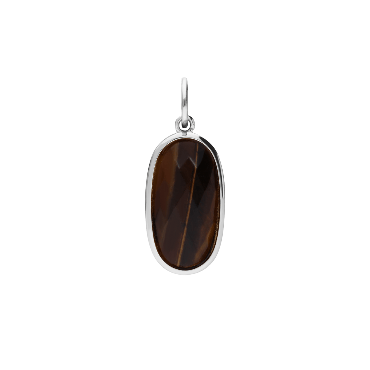 Charm aus Edelstahl, oval, mit Tigerauge