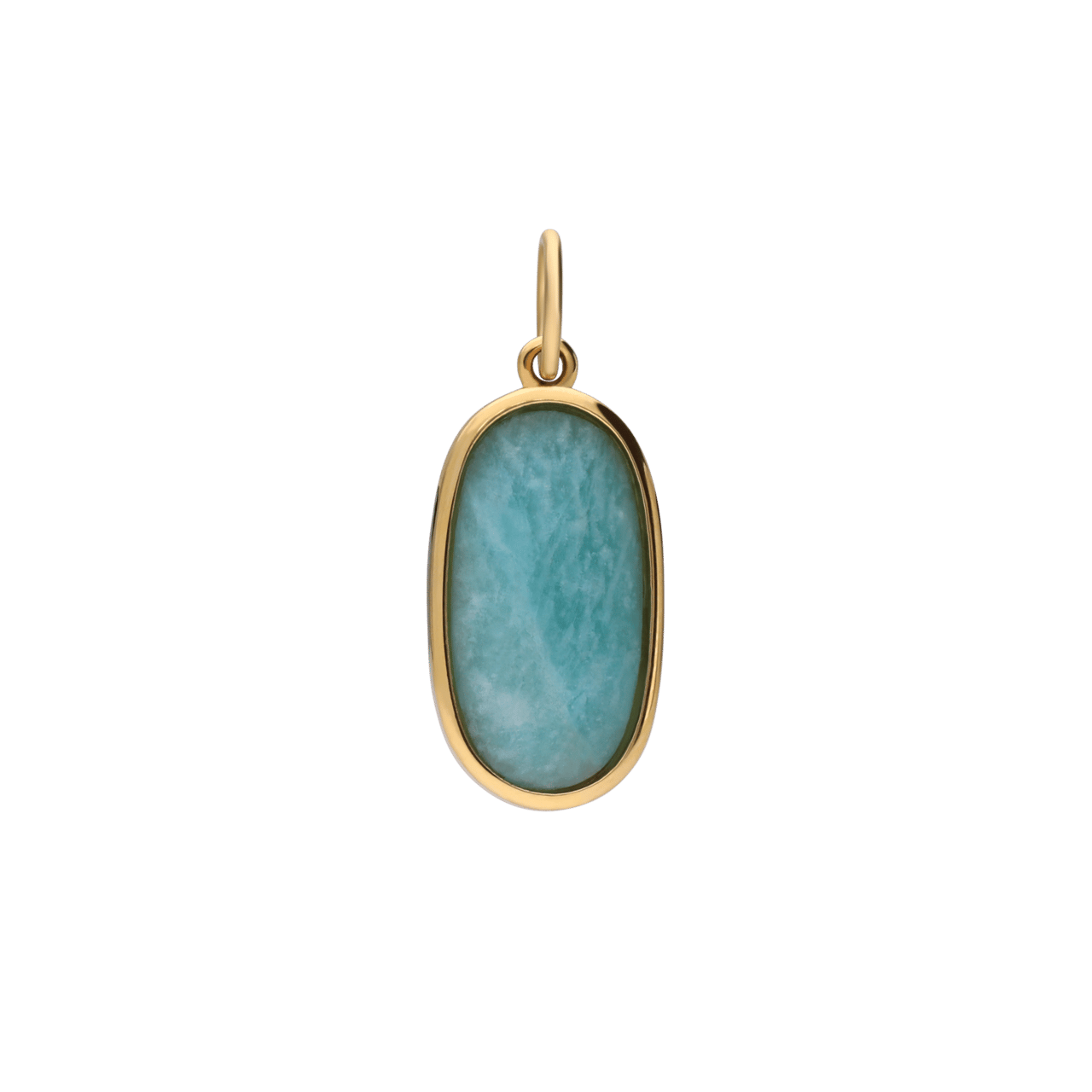 Stainless steel goldplated bedel ovaal met amazonite