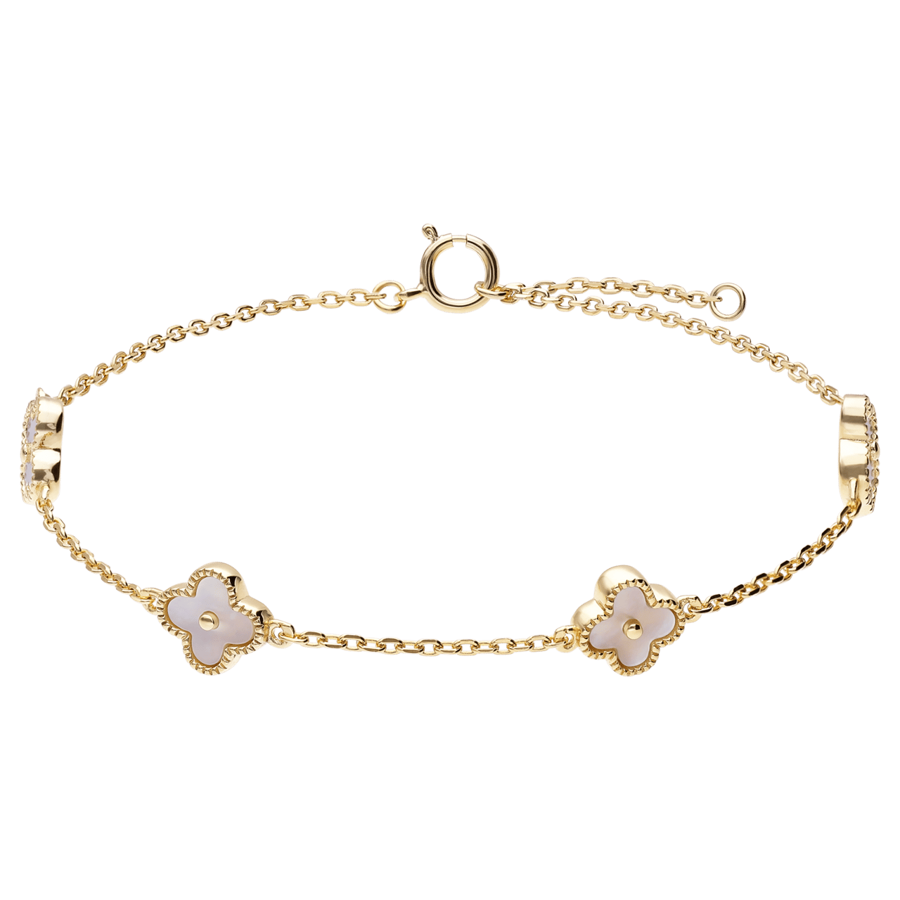 Zilveren goldplated armband klaver voor dames