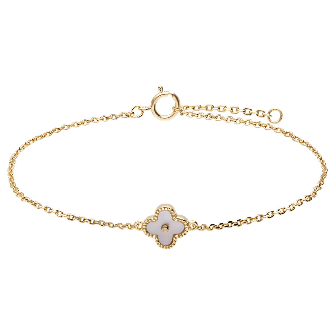 Zilveren goldplated armband klaver voor dames