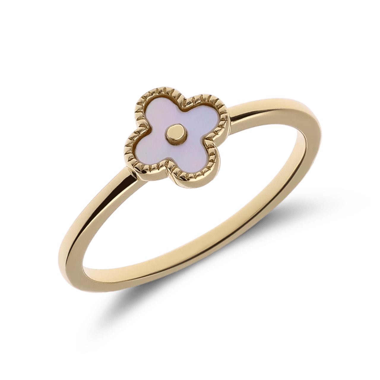 Zilveren goldplated ring klaver voor dames