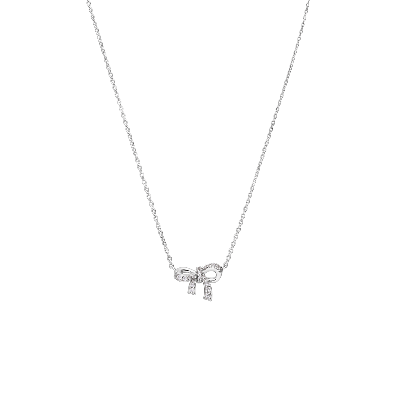Halskette aus 925er Silber, Schleife mit Zirkonia
