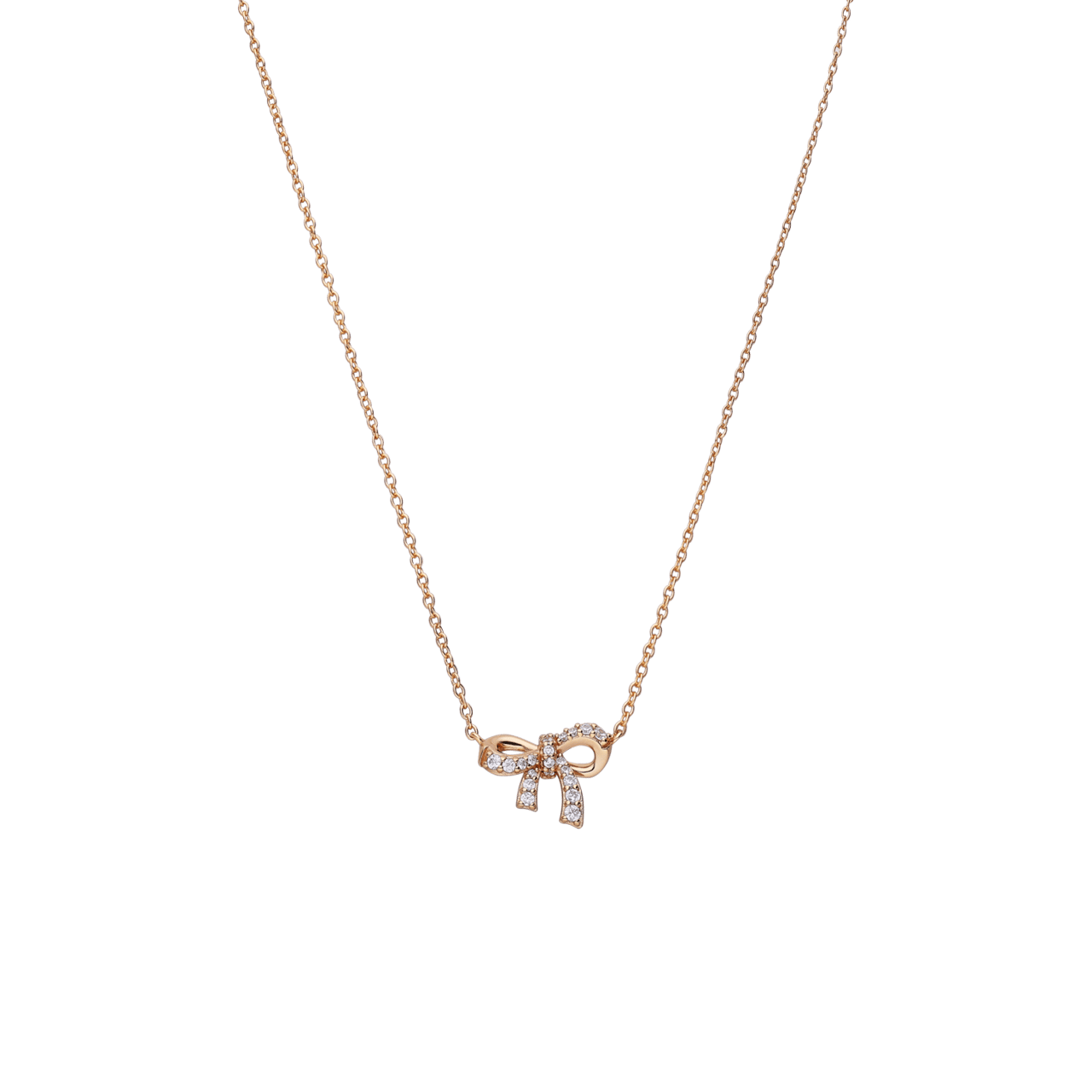 Zilveren goldplated ketting met hanger strik met zirkonia voor dames
