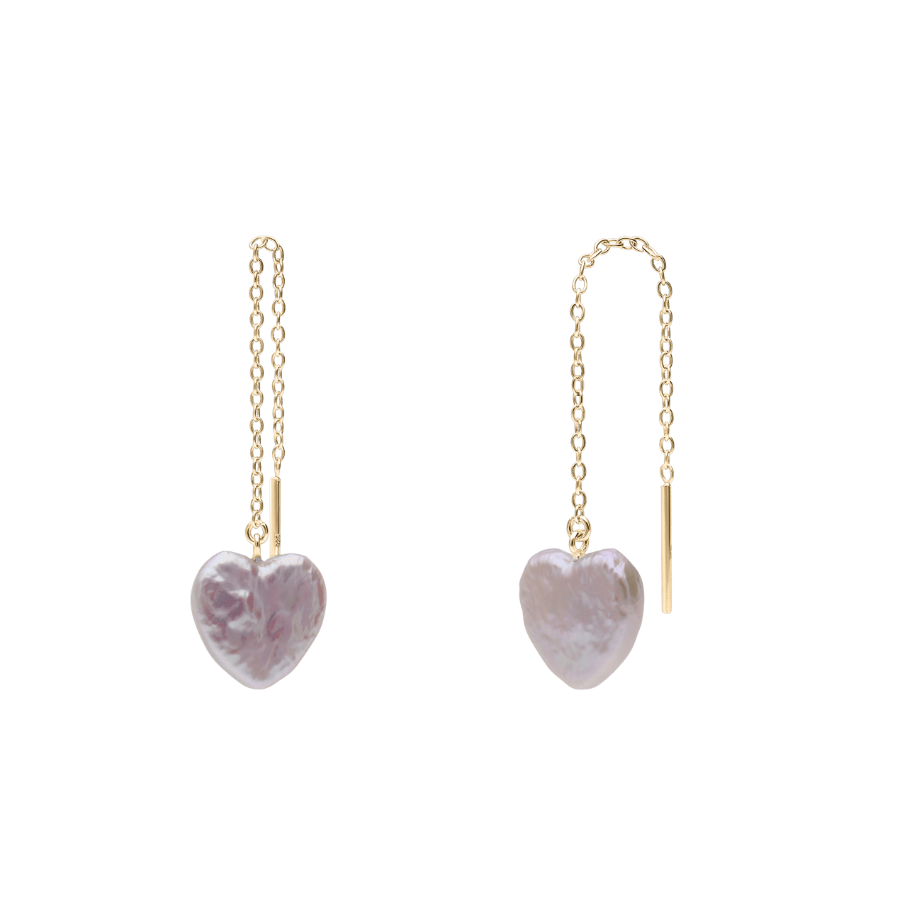 Zilveren goldplated oorhangers hart met parel voor dames