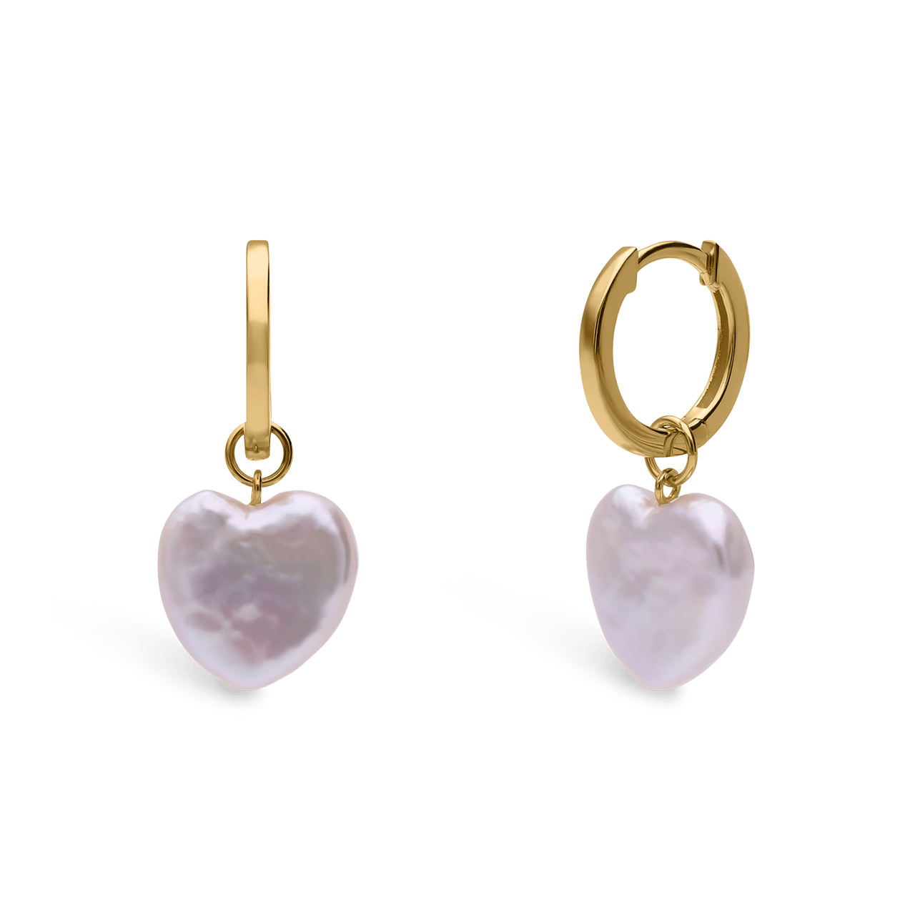 Zilveren goldplated oorringen hart met parel voor dames