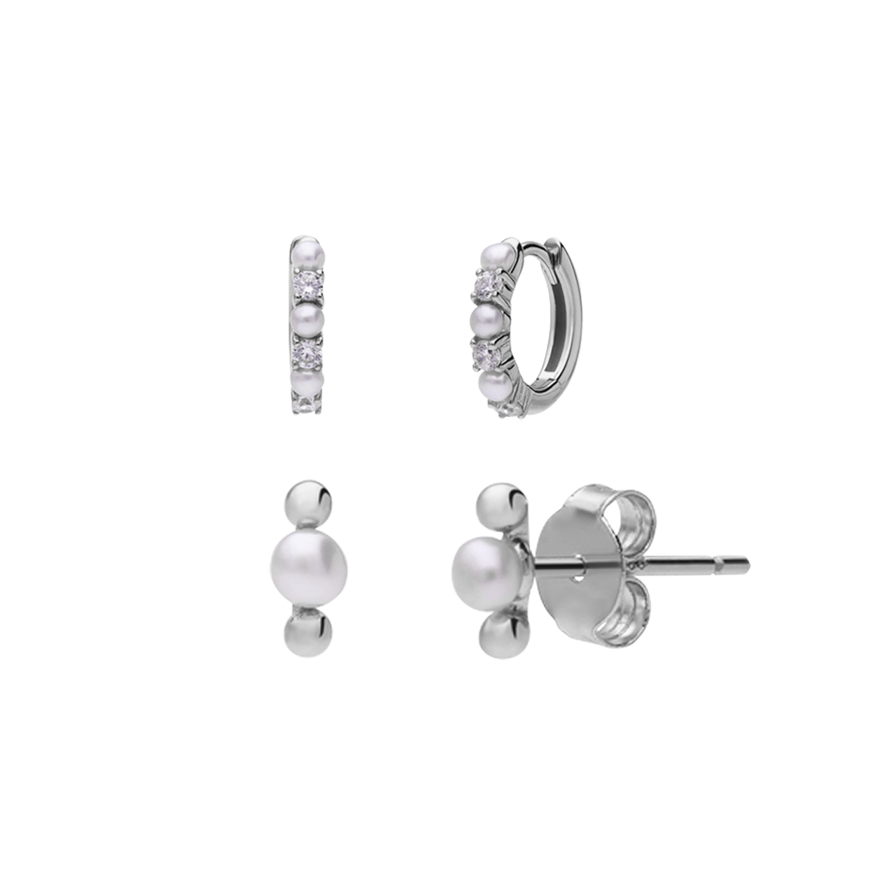 Set aus Ohrringen aus 925er Silber, Perle