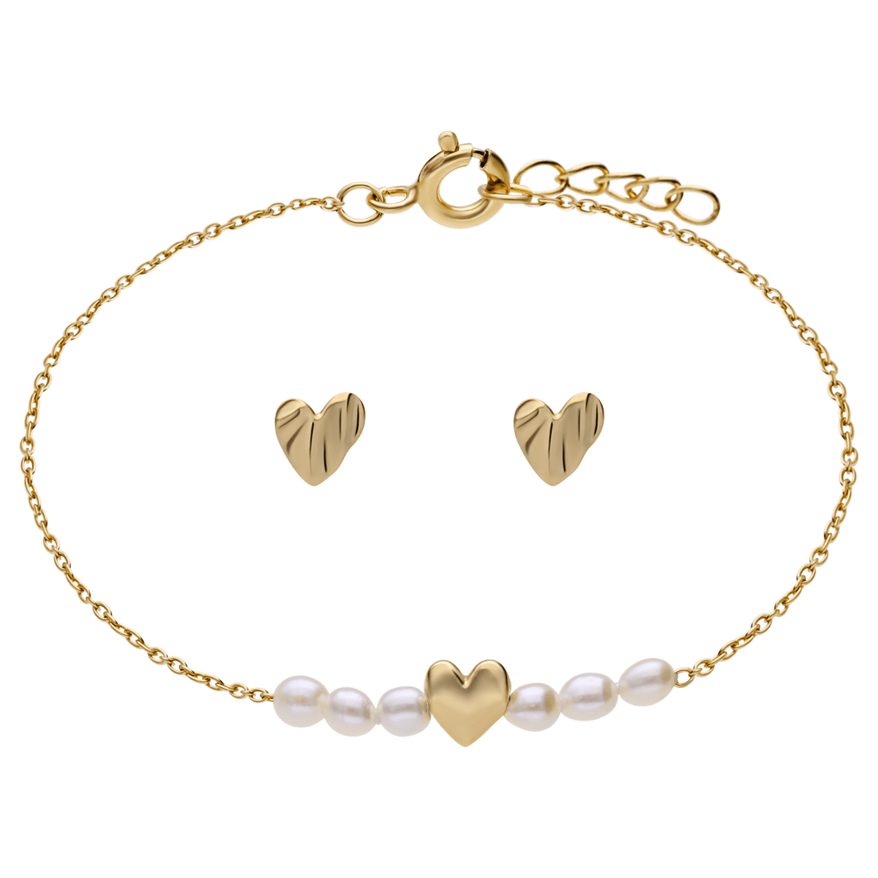 Armband aus 925er Silber, vergoldet, Herz, mit kostenlosen Ohrringen