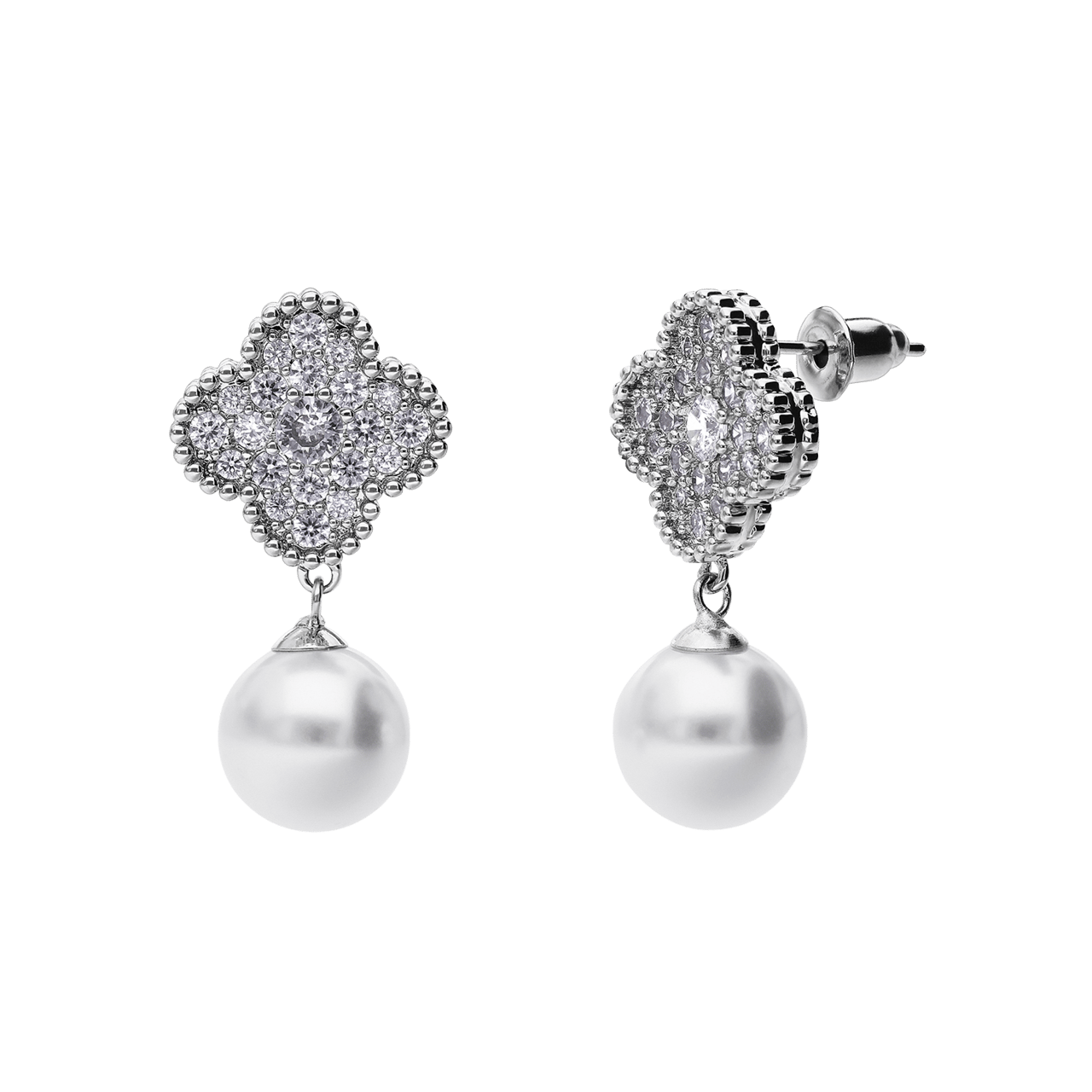 Bijoux zilverkleurige oorhangers klaver voor dames