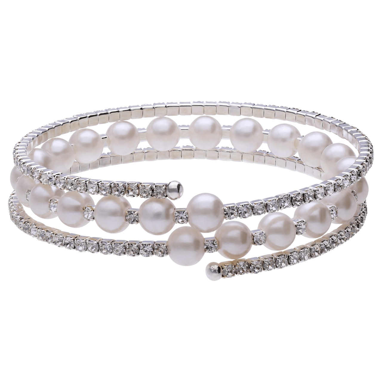 Silberfarbenes Modeschmuckarmband mit Strassbesatz