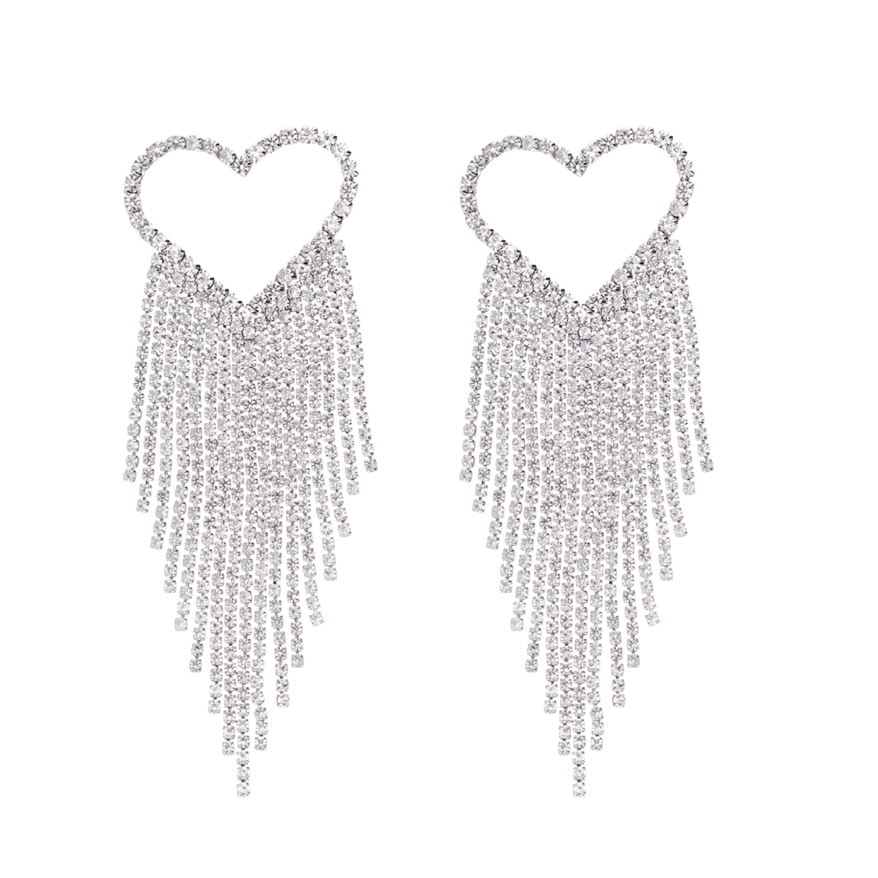 Bijoux zilverkleurige oorhangers hart voor dames