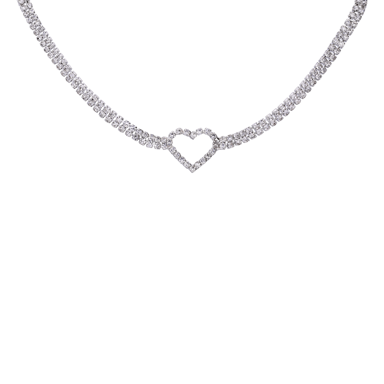 Bijoux zilverkleurige ketting met hanger hart voor dames