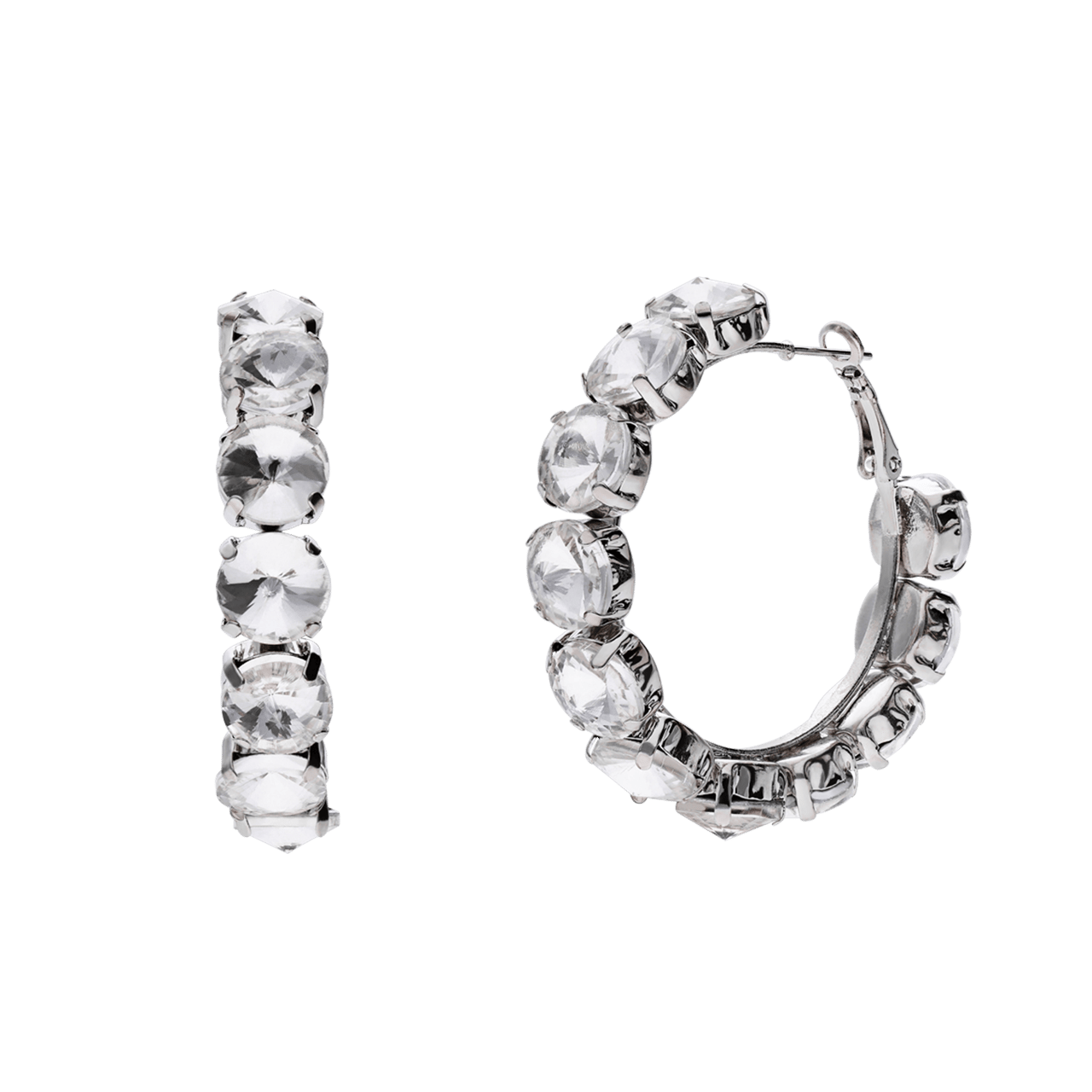 Zilverkleurige bijoux oorringen met strass