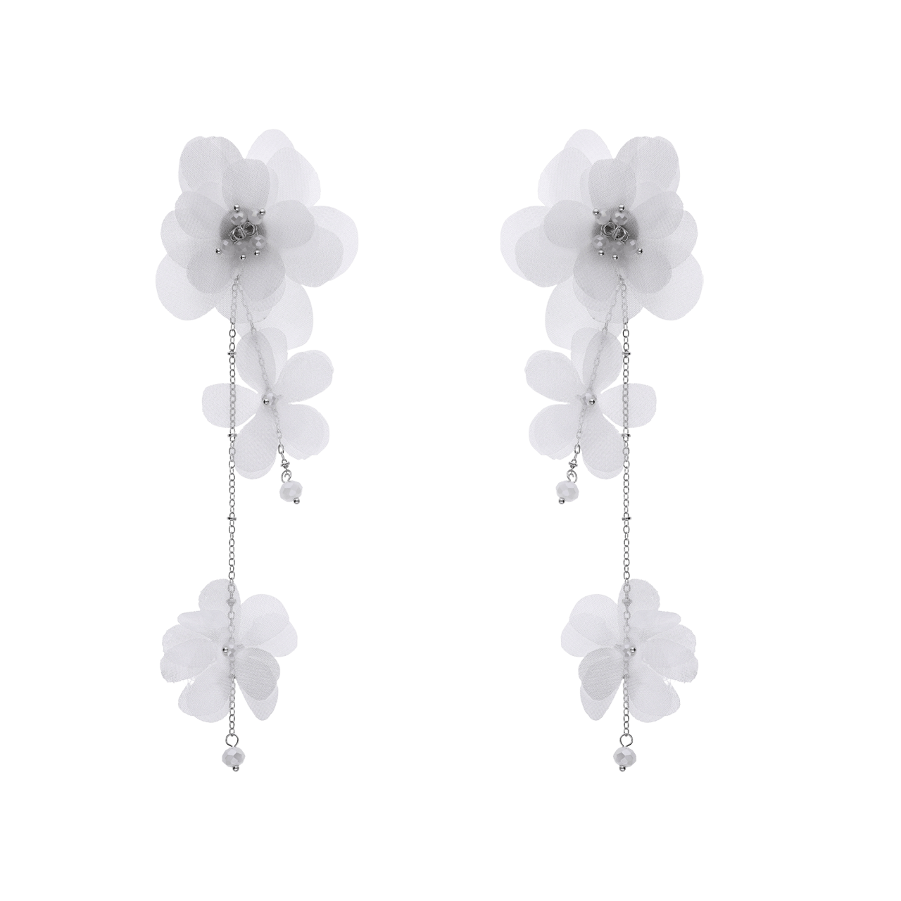 Bijoux zilverkleurige oorhangers met bloem voor dames