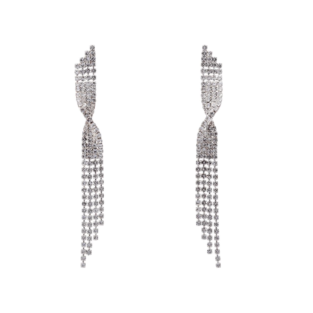 Zilverkleurige bijoux oorbellen gedraaid met strass