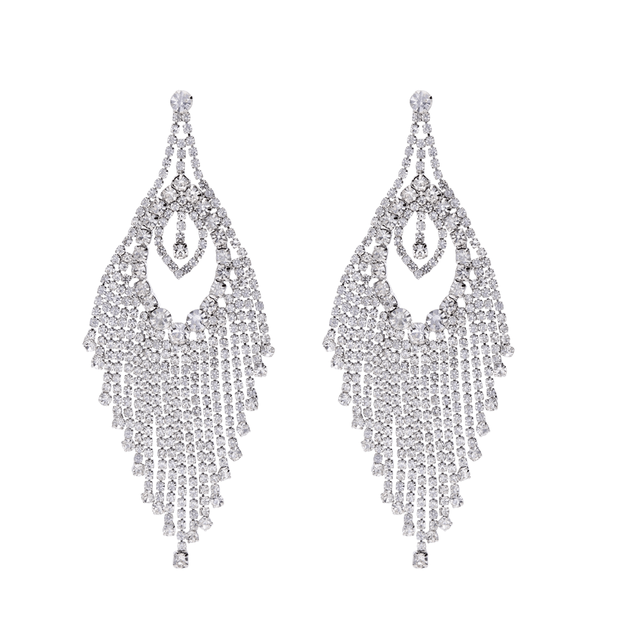 Bijoux zilverkleurige oorhangers met strass voor dames