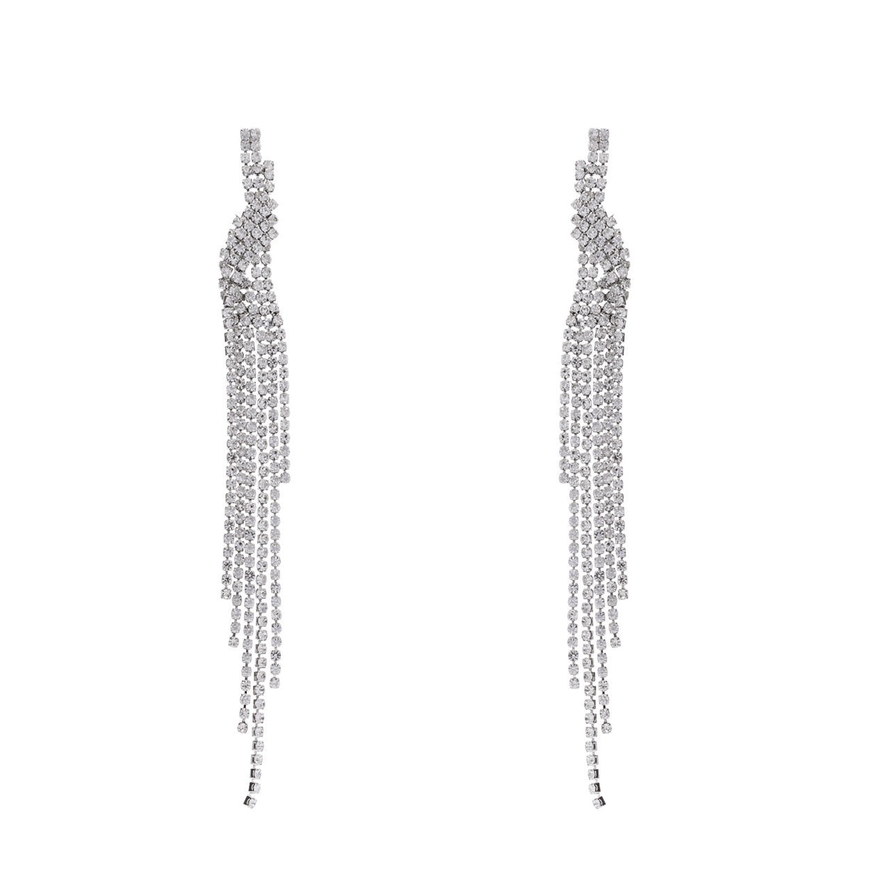 Bijoux zilverkleurige oorhangers gedraaid met strass voor dames