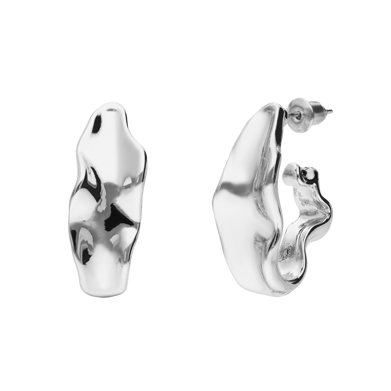 Silberfarbene Modeschmuckohrringe, asymmetrisch
