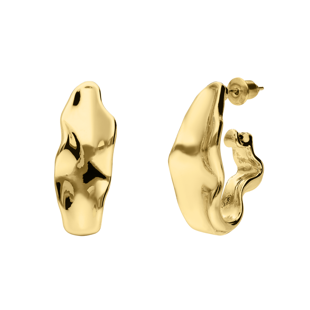 Goldfarbene Modeschmuckohrringe, asymmetrisch