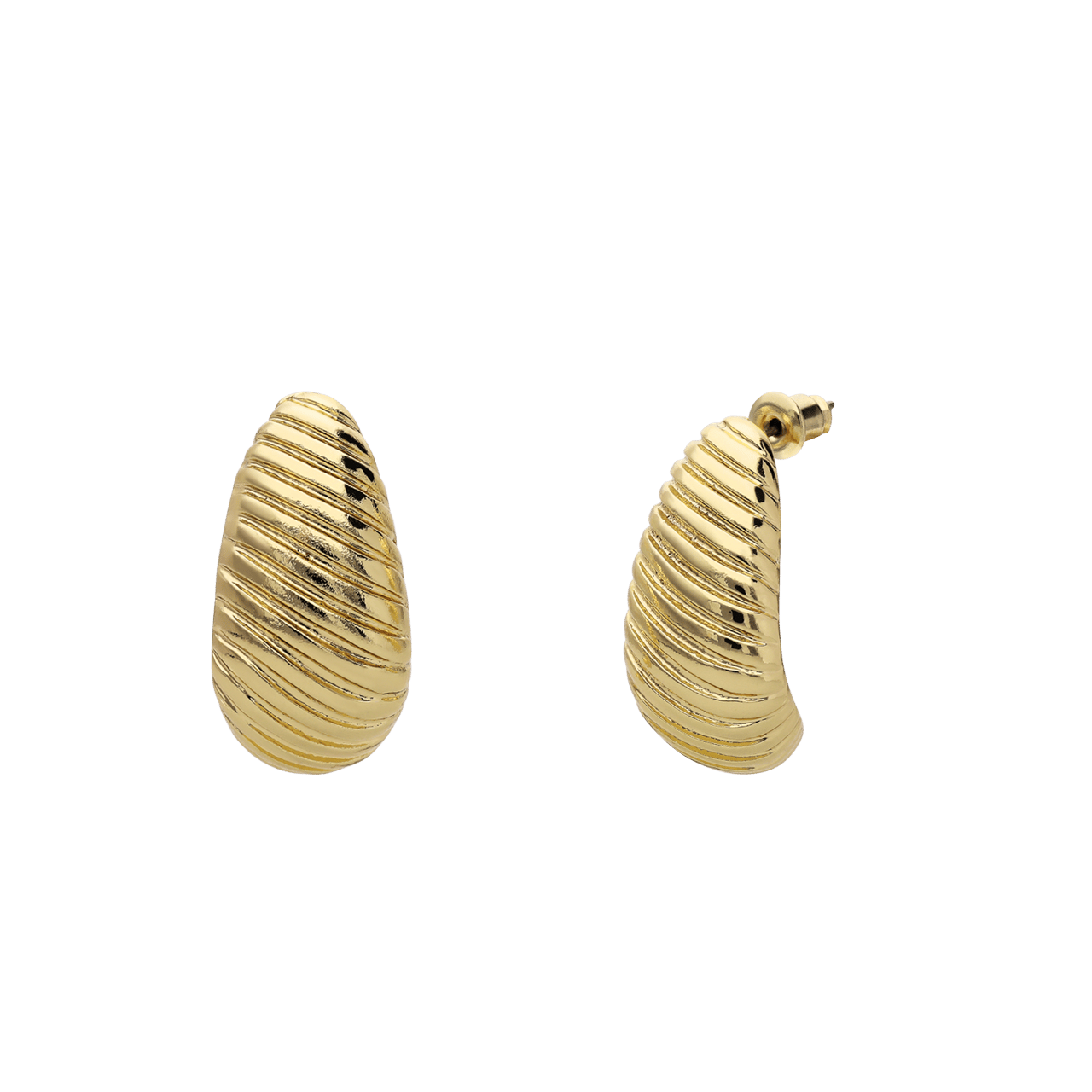 Goldfarbene Modeschmuckohrringe mit Rippenstruktur