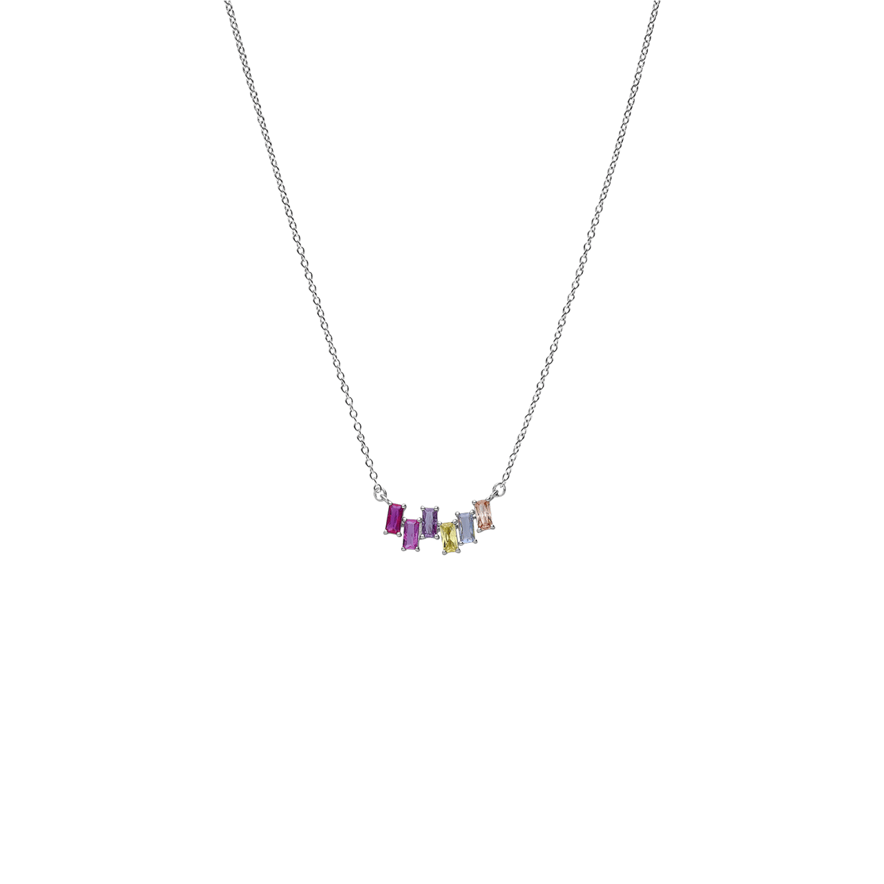 Zilveren ketting baguette multi