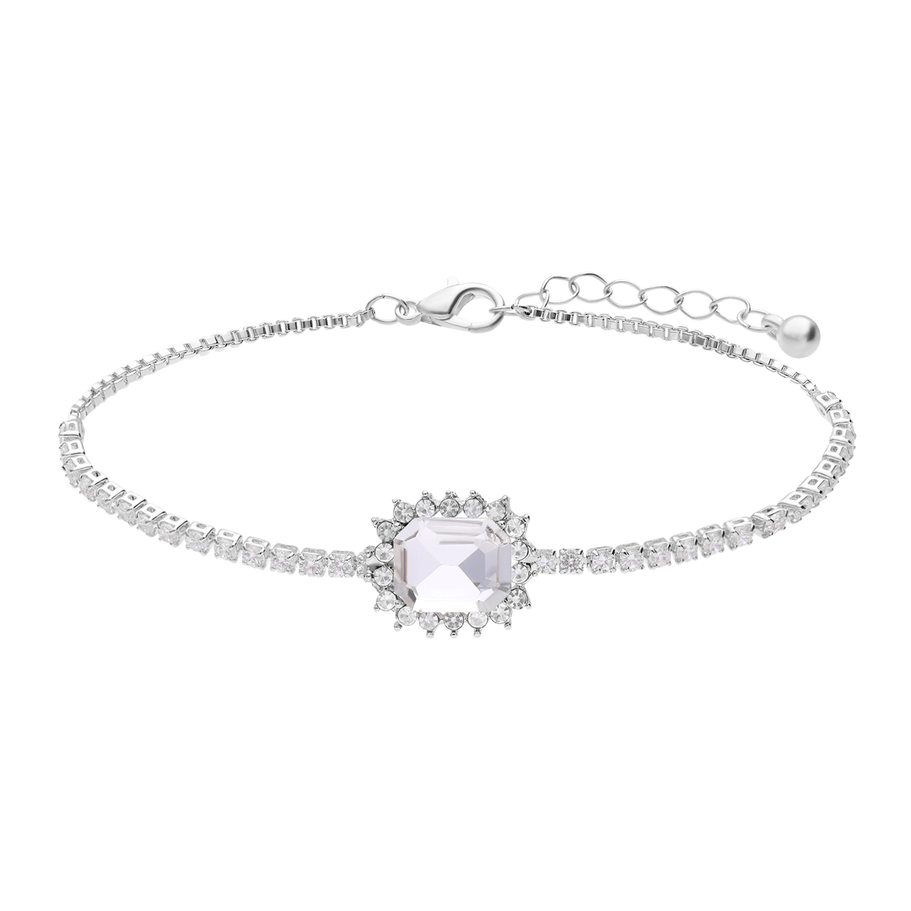 Silberfarbenes Bijoux-Armbandset mit weißen Strasssteinen
