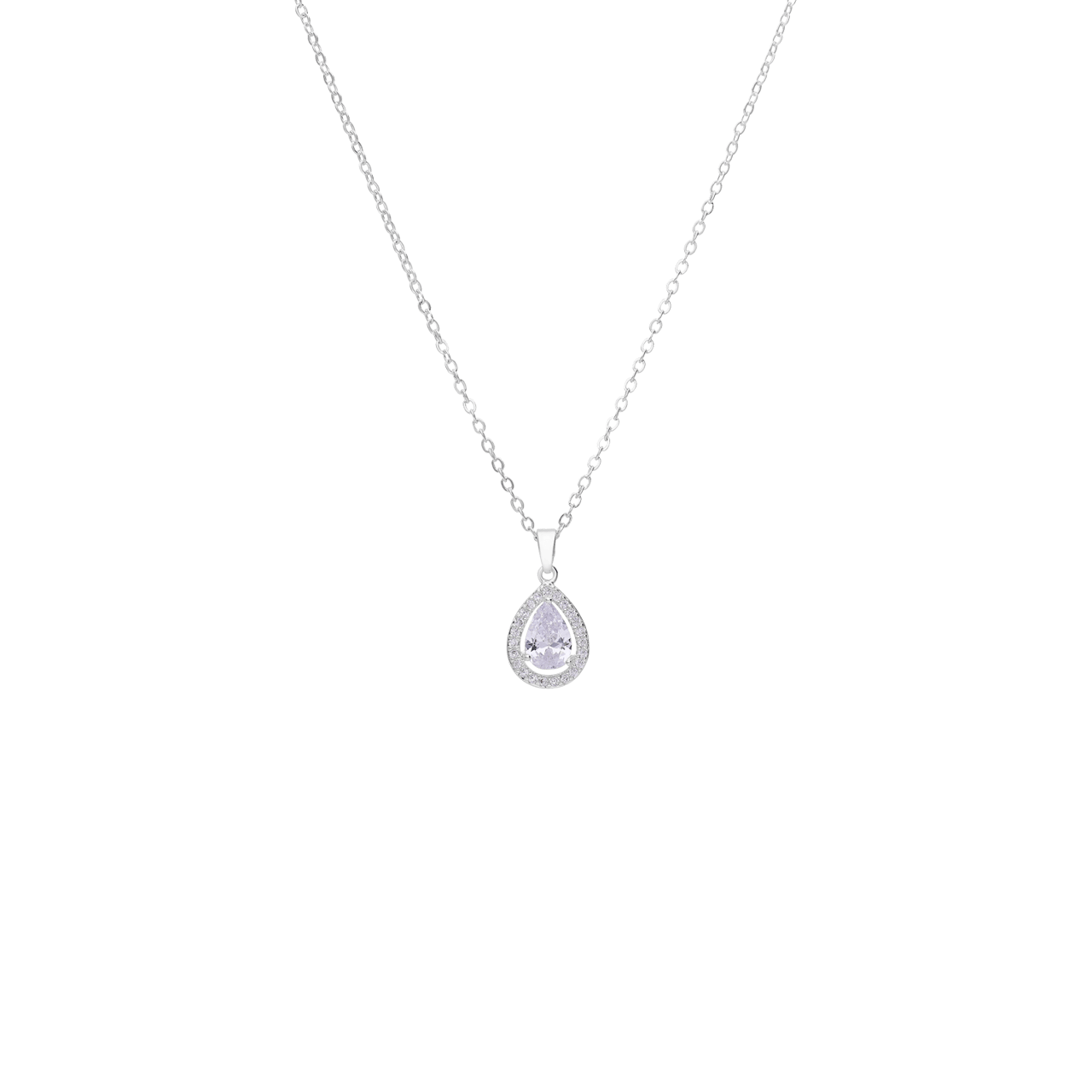 Zilverkleurige bijoux ketting druppel met strass