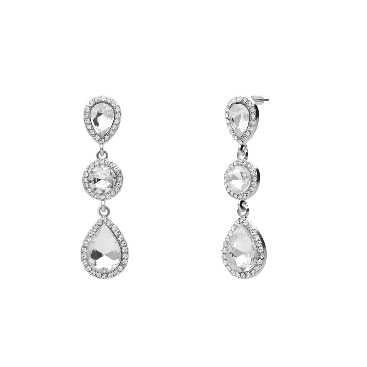 Silberfarbene Bijoux-Ohrstecker mit Steinchen