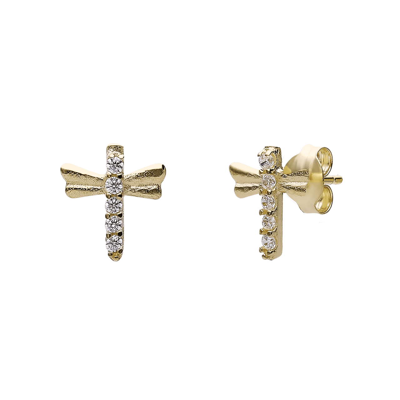 Ohrringe aus 375er Gold, Libelle mit Zirkonia