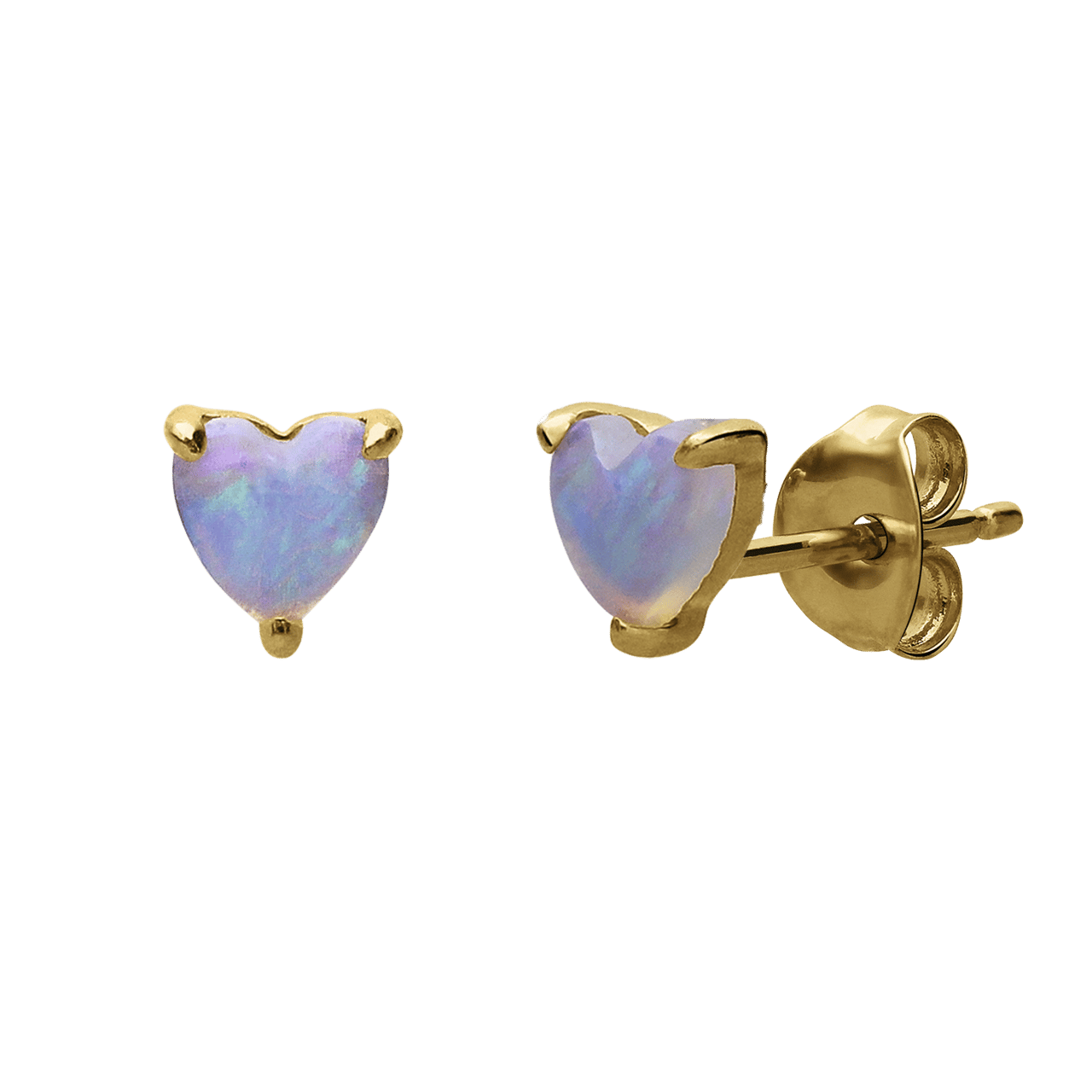 Ohrringe aus 585er Gelbgold, Herz, Opal