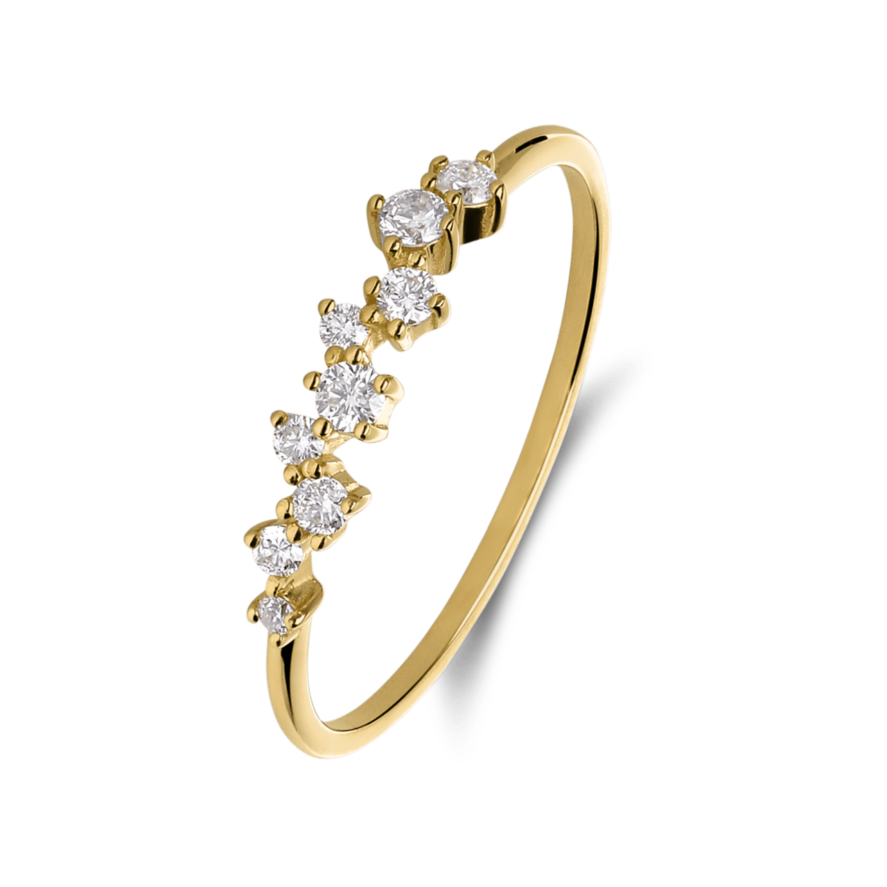 14 karaat geelgouden ring met diamant 0,15ct voor dames