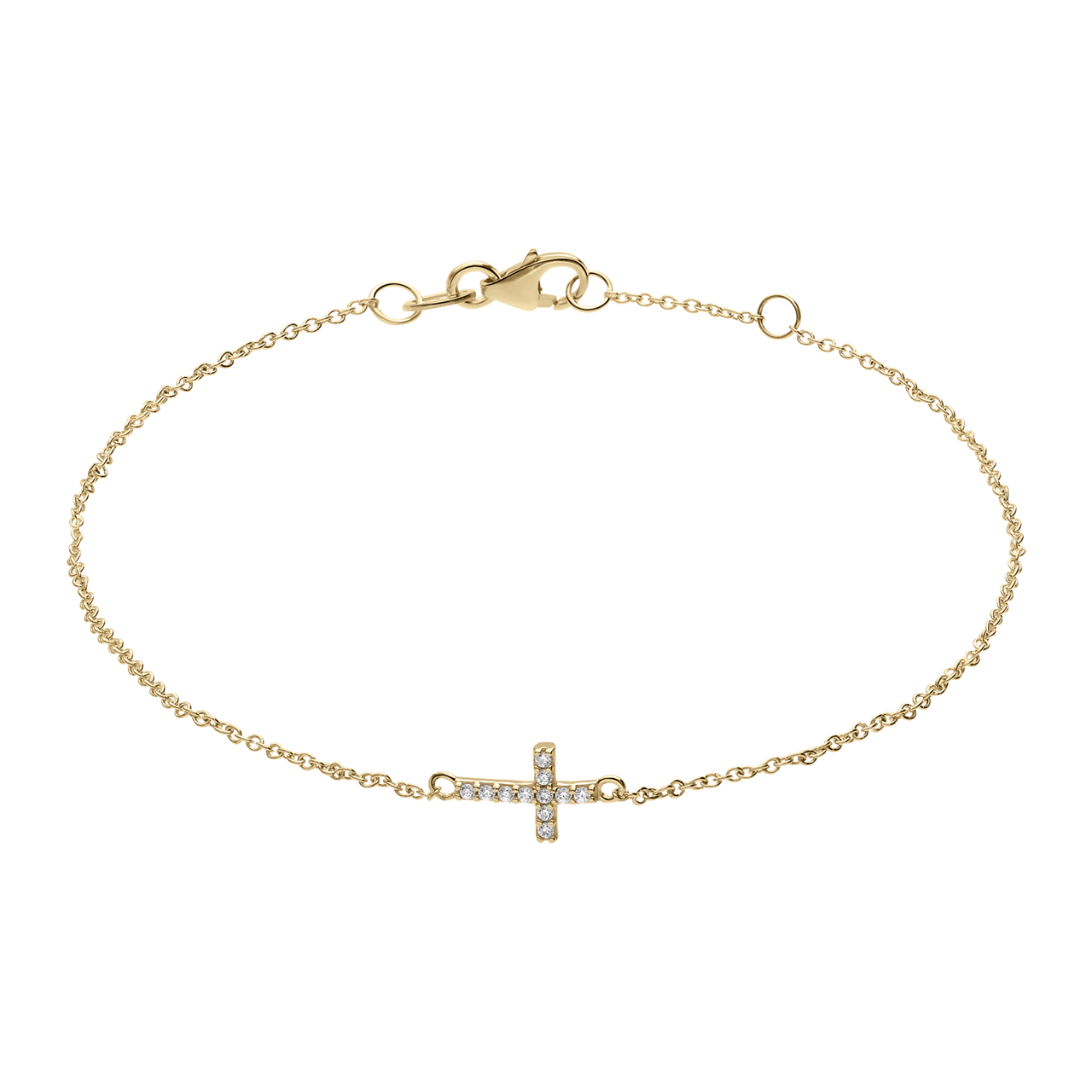 Armband aus 375er Gold, Kreuz mit Zirkonia