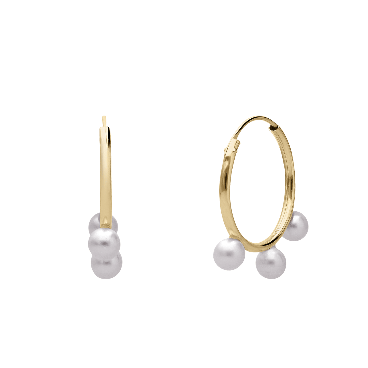 Ohrringe aus 375er Gold mit 3 Perlen