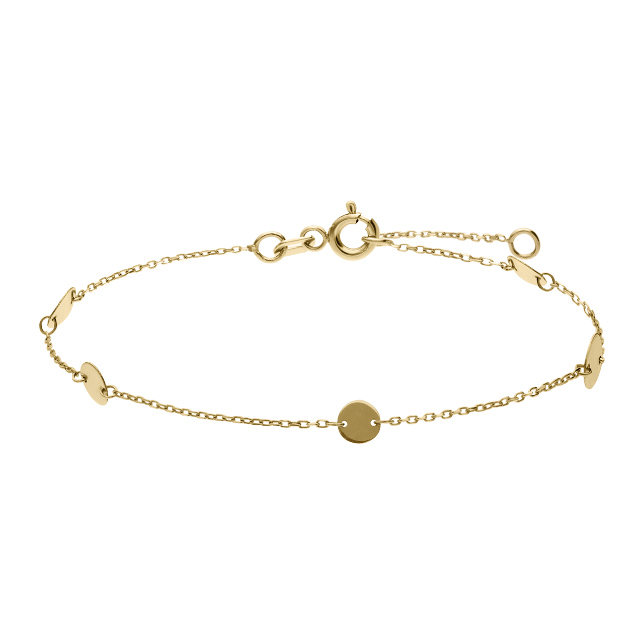 Armband aus 585er Gelbgold mit 5 runden Plättchen