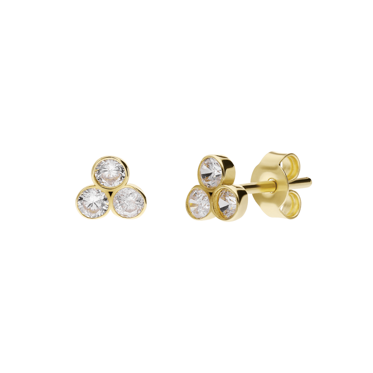 Ohrring aus 585er Gold, 3 Zirkoniasteine