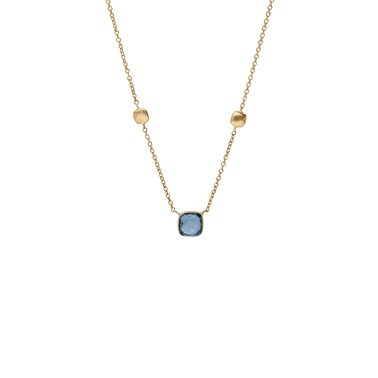 Halskette aus 585er Gold, Londoner Blautopas