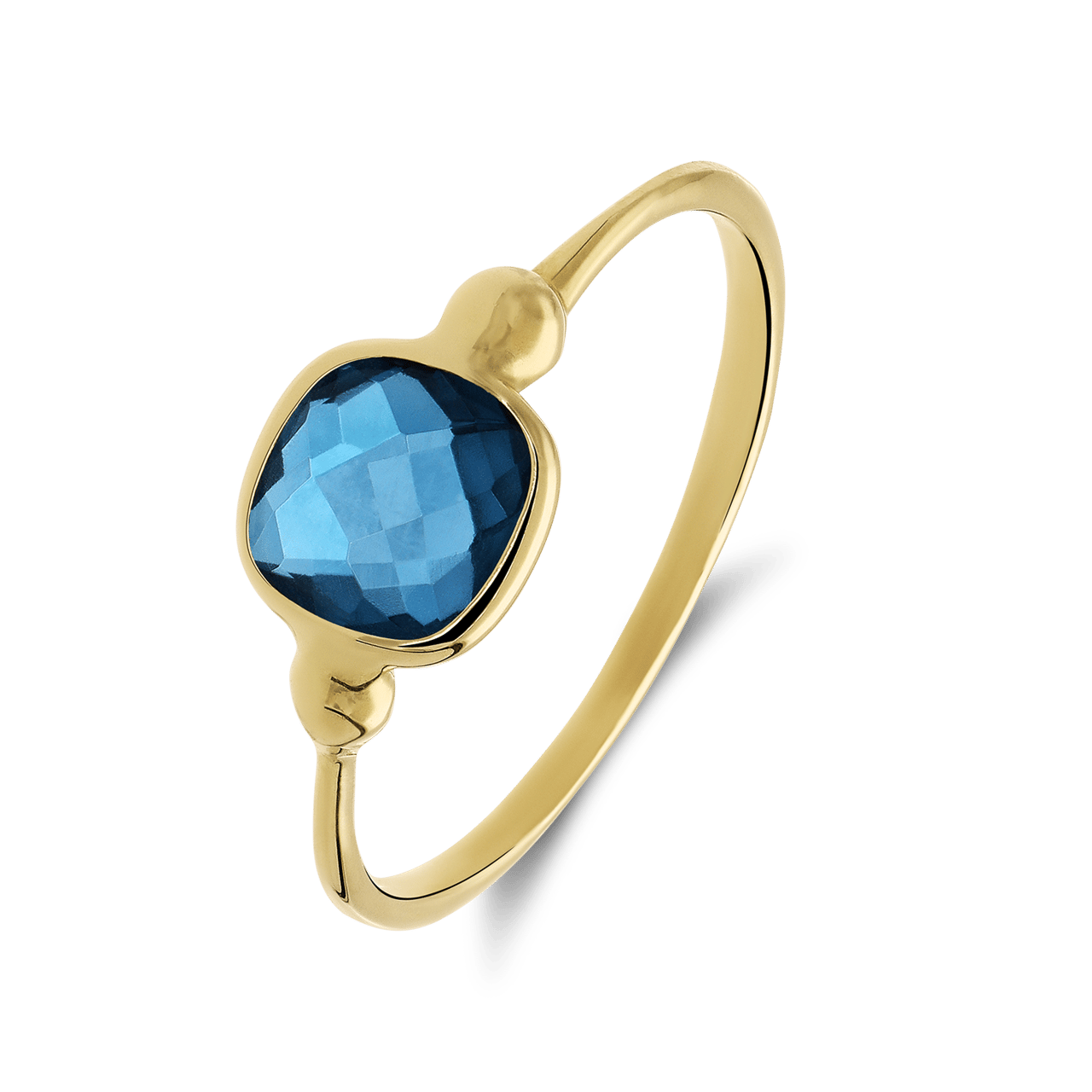 14 Karat Gelbgoldring mit London Blue Topas