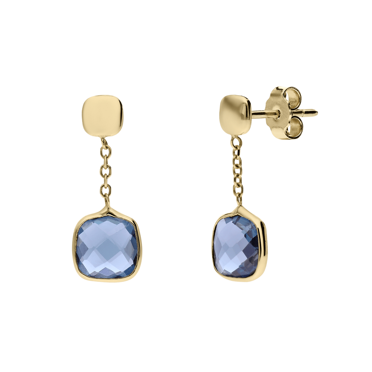 Ohrring aus 585er Gold, Londoner Blautopas