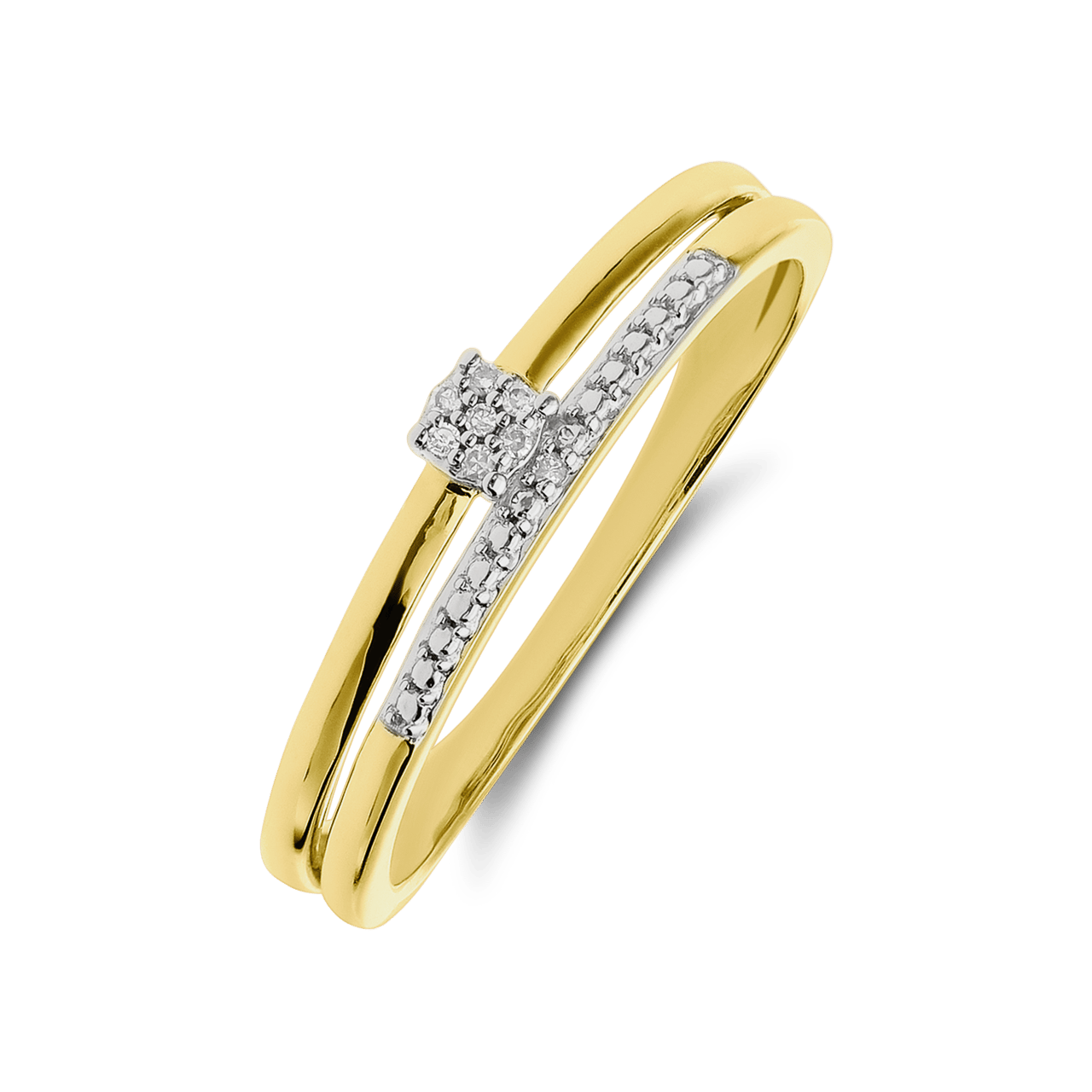 14 Karat Gelbgoldring mit Diamant 0,02 ct