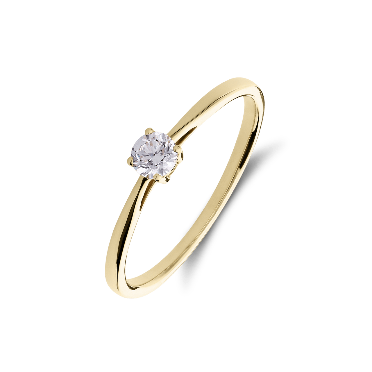 14 Karat Gelbgoldring mit lab-grown Diamant 0,20 ct