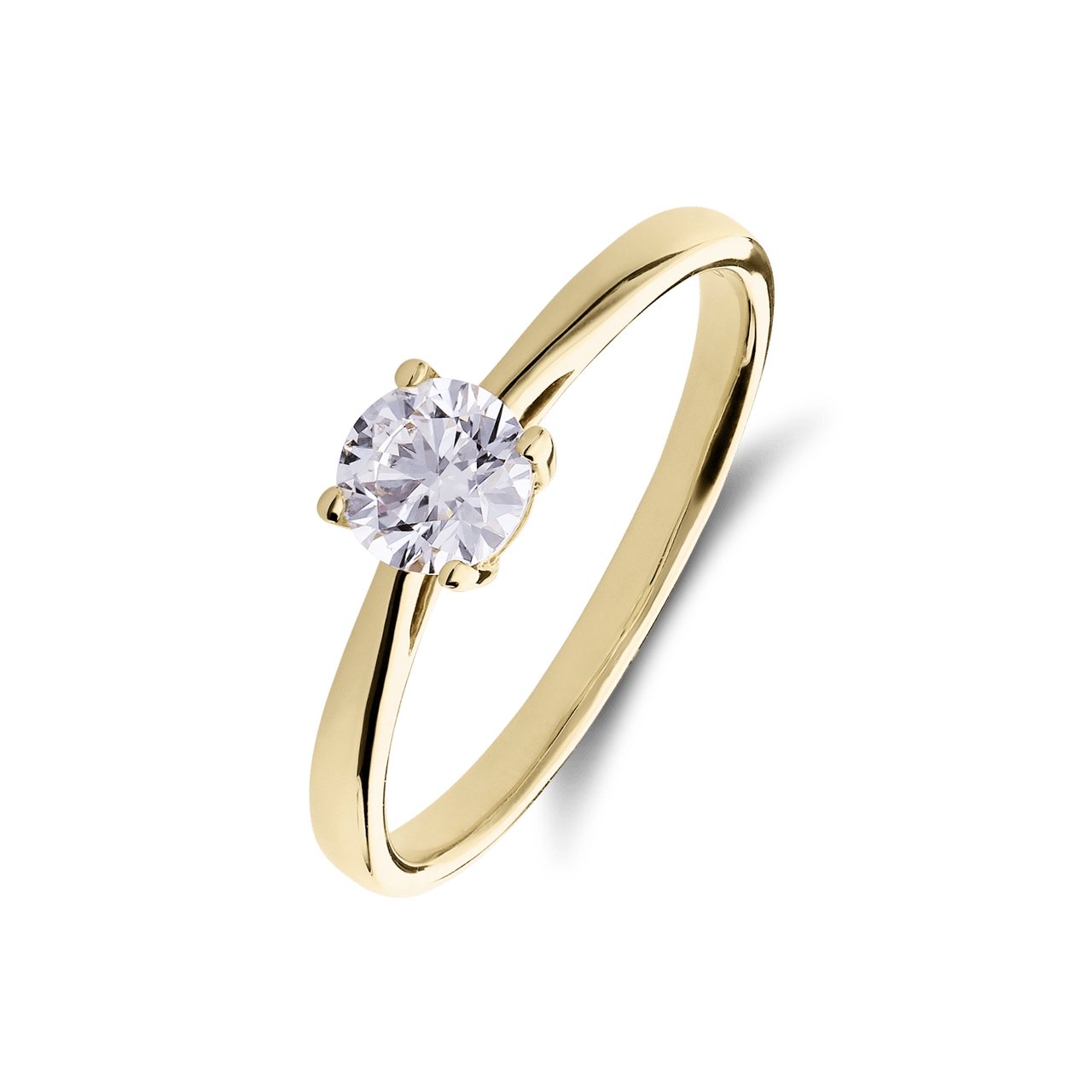 14 karaat geelgouden solitair ring met diamant 0,50ct