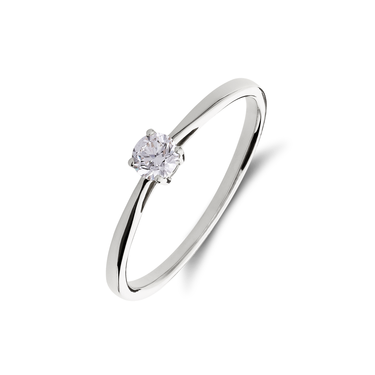 14 Karat Weißgoldring mit laborgezüchtetem Diamanten 0,20 ct