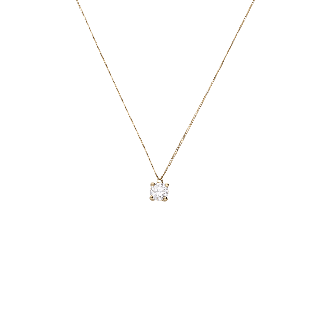 14 karaat geelgouden ketting met lab grown diamant 0,50ct