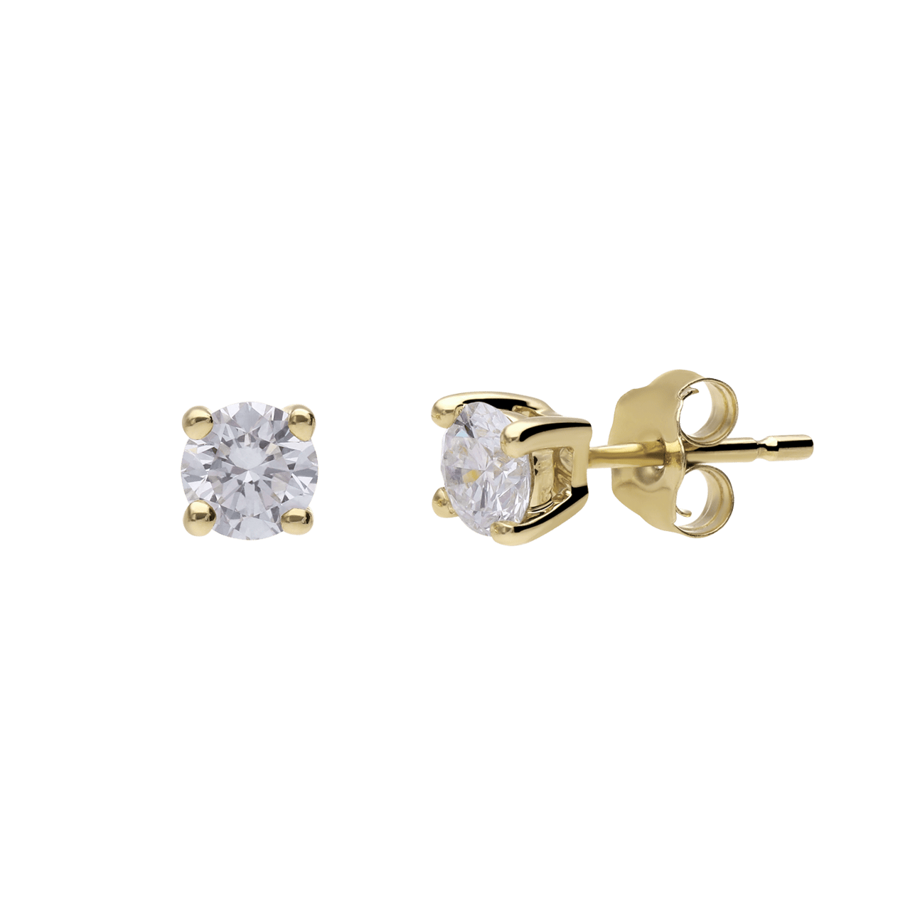 14 karaat geelgouden solitair oorbellen met labgrown diamant 0,40ct.